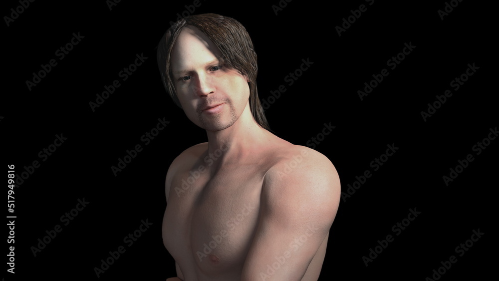 3D rendered shirtless man posing
