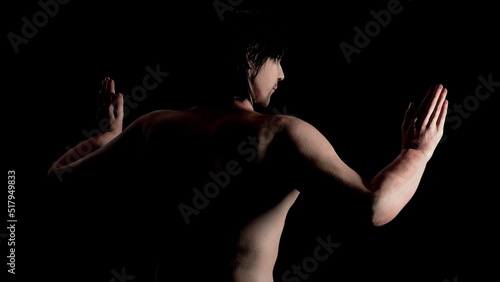 3D rendered shirtless man posing