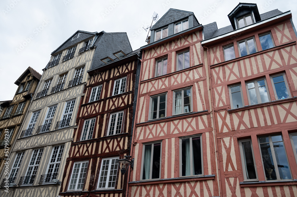 Fototapeta premium Walking in old centrum part of Rouen city, streetview, tourists destination city in Normandy, France