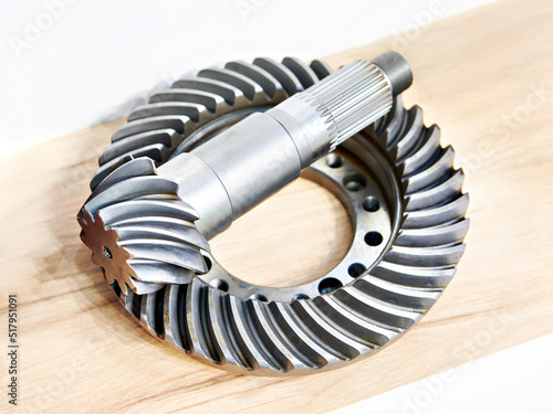 Obraz na plátne Shaft and gears metal spiral bevel