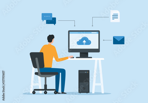  business man working and technology smart working online connect to cloud server network anywhere concept