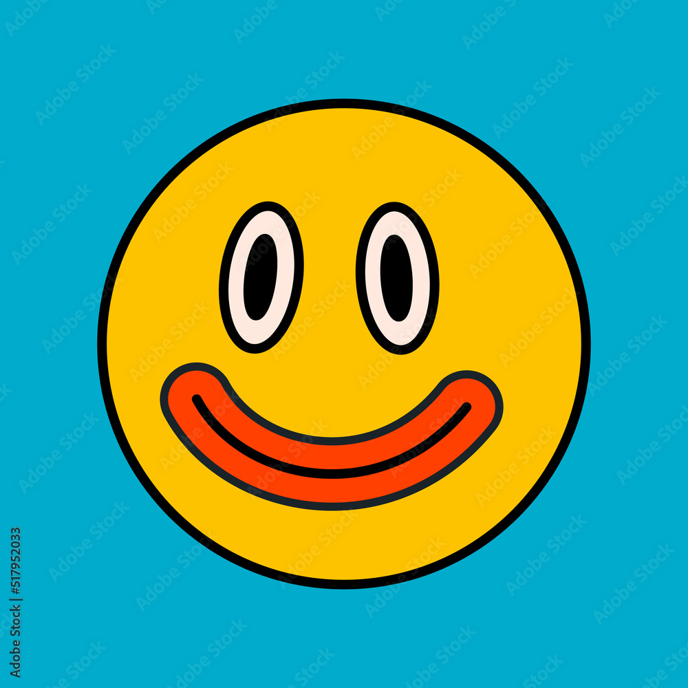 Cartoon vector funny cute smiling face Comic character.