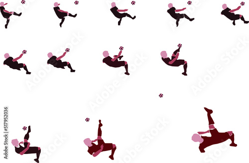 Image sequence of foot ball kick for animation.