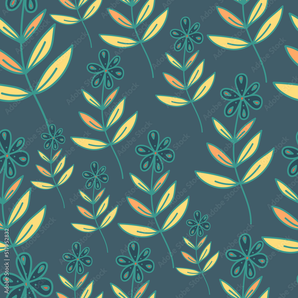 Hand drawn ditsy flower seamless pattern. Simple floral field endless wallpaper. Hand drawn ditsy flower seamless pattern. Simple floral field endless wallpaper.