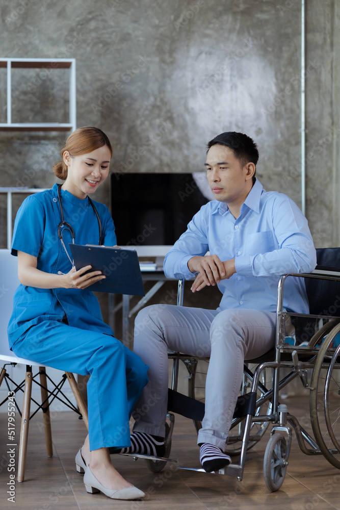 Doctors are giving advice on treatment to patients in hospital examination rooms, treating diseases from specialists and providing targeted treatment. Concepts of medical treatment and specialists. Doctors are giving advice on treatment to patients in hospital examination rooms, treating diseases from specialists and providing targeted treatment. Concepts of medical treatment and specialists.