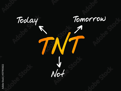 TNT - Today Not Tomorrow acronym, business concept background