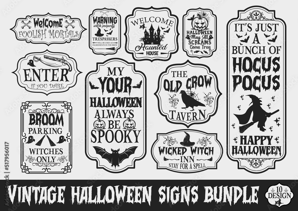 Vintage Halloween Sign Bundle Design 