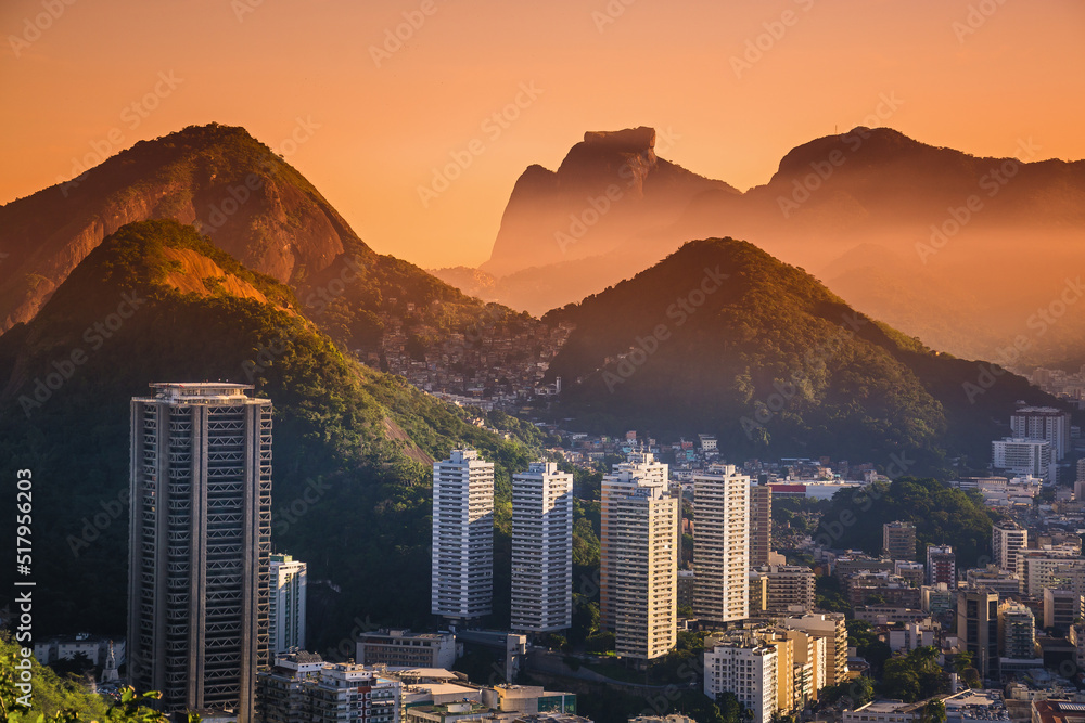 Panorama Rio de Janeiro o zachodzie słońca - obrazy, fototapety, plakaty 
