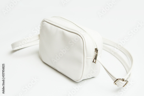 White leather bag on a white background