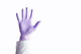 Medical glove. Surgery doctor hand. Medicine healthcare operation equipment. Specialist clean hospital arm. Sanitation protection gesture. Sterile hygiene concept