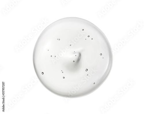 Liquid gel beauty serum texture drop. Transparent cosmetic skincare product swatch with bubbles texture isolated on white.
