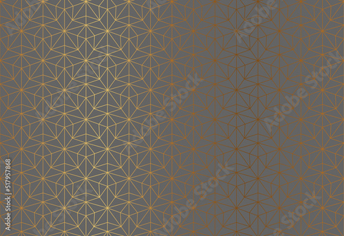 Golden star thin line geometric seamless patern, elegant abstract wrapping paper design. Starry shape lace luxury fabric pattern design. Gold Christmas style holiday grey triangle background