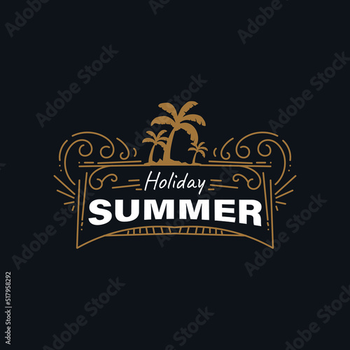 summer badge with vintage style or retro style