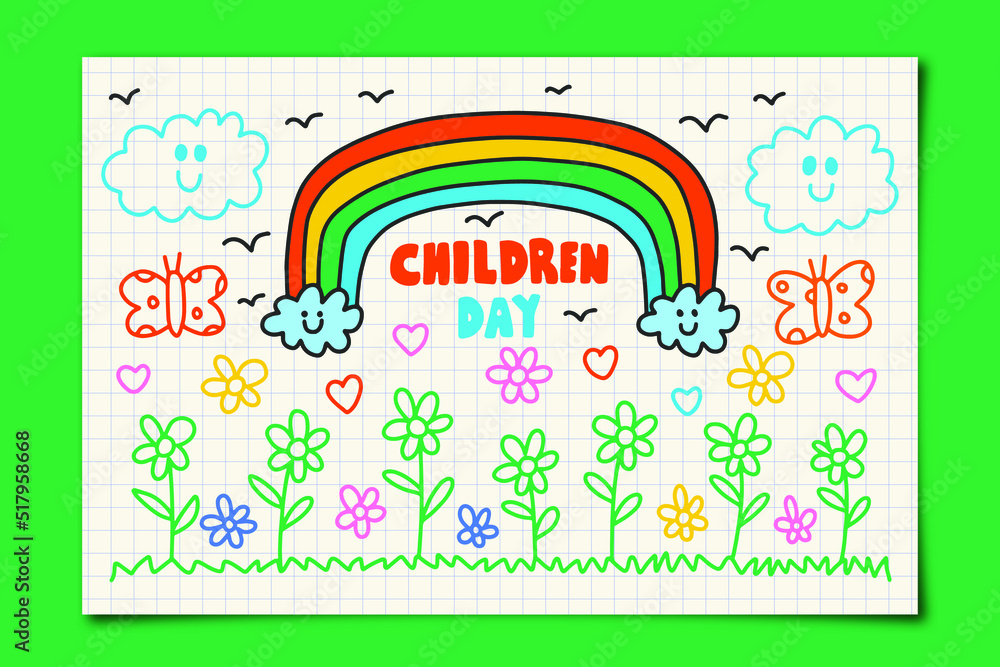 Hand Drawn Children's Day Themed Doodle Illustration Design