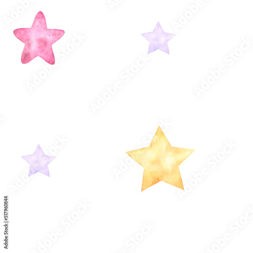 Seamless minimalistic children's watercolor pattern with stars.