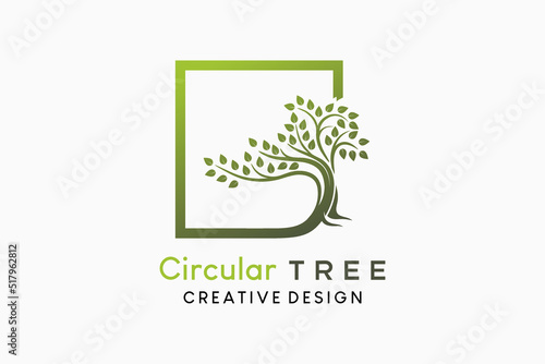 Tree icon logo with creative concept in box