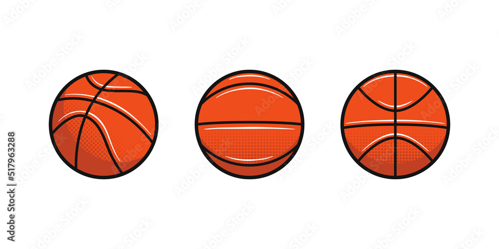 Basketball balls icons isolated on white background. Design elements for logo, poster, emblem. Sport ball icons. Vector illustration