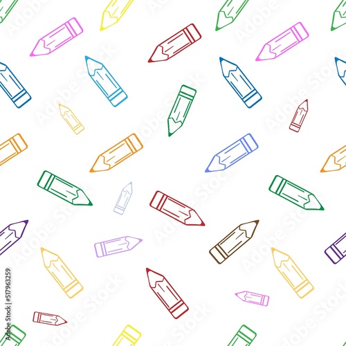 Seamless pattern of hand drawing pensils