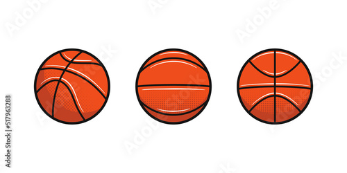 Basketball balls icons isolated on white background. Design elements for logo, poster, emblem. Sport ball icons. Vector illustration