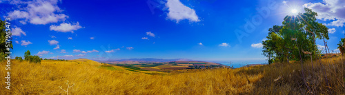 Panorama of Arbel Valley  and the Sea of Galilee