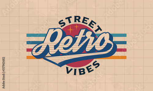 1970's Retro logo. Trendy hipster design. Print for t-shirt, banner, poster, cover, badge and label. Retro 70's typography design. Vector illustration