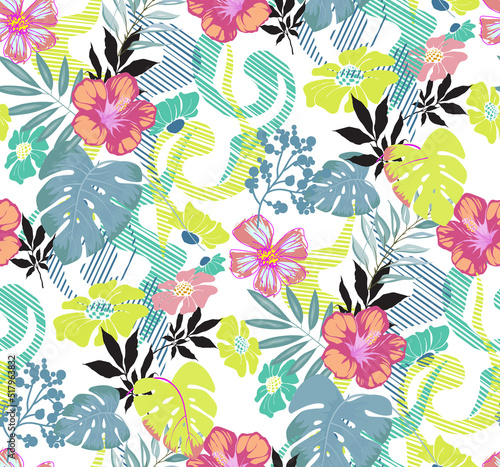 Seamless abstract floral pattern. Fashion textiles  fabric  packaging. 