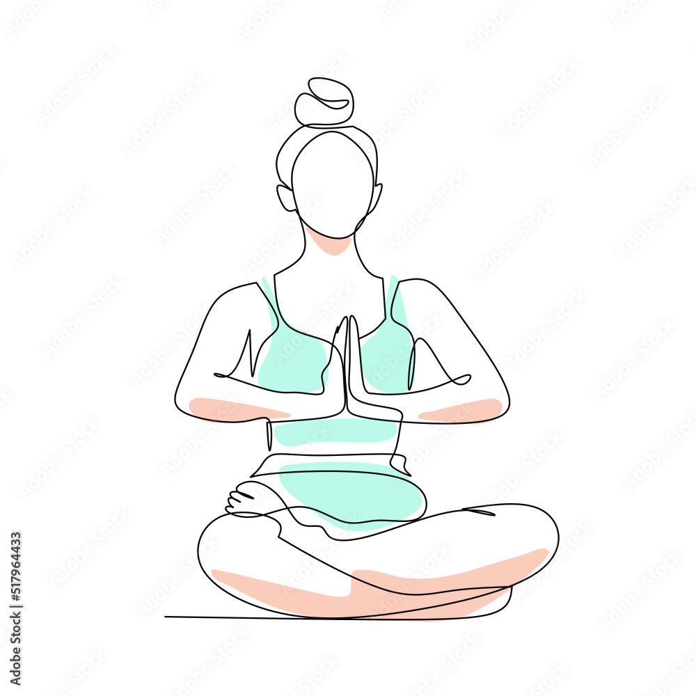 Vector illustration of woman doing yoga drawn in line art style Vector illustration of woman doing yoga drawn in line art style