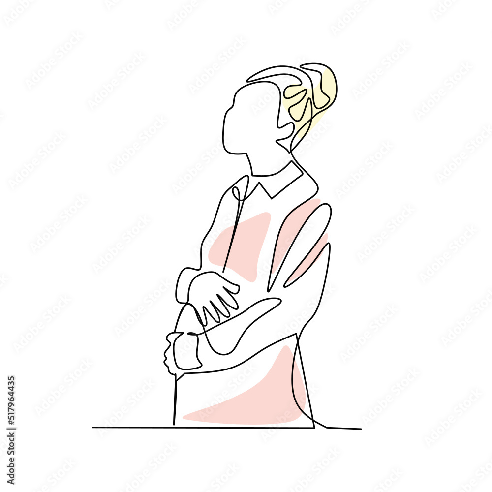 Vector illustration of a pregnant woman drawn in line art style Vector illustration of a pregnant woman drawn in line art style