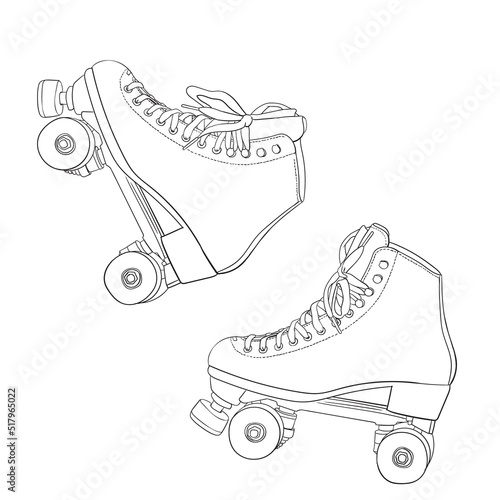 Rollerskates line drawing vector illustration