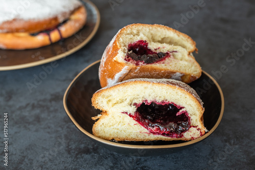Traditional polish yeast cake with blueberries (jagodzianka)