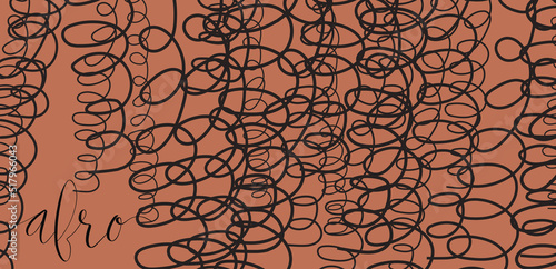 Afro handwritten lettering vector. Coiled hair curls background