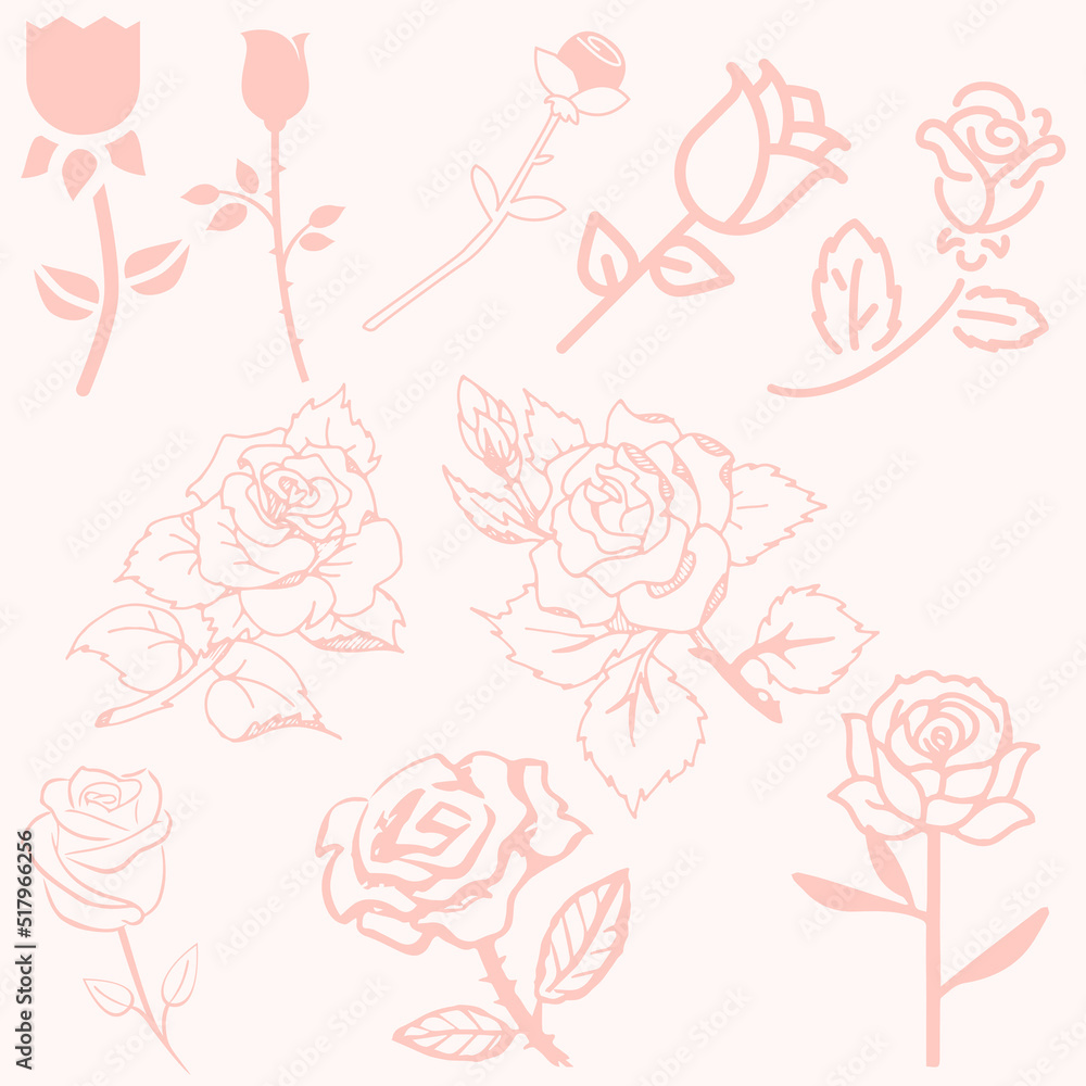 Fototapeta premium pattern of roses, illustrations rose pattern with pink background. 