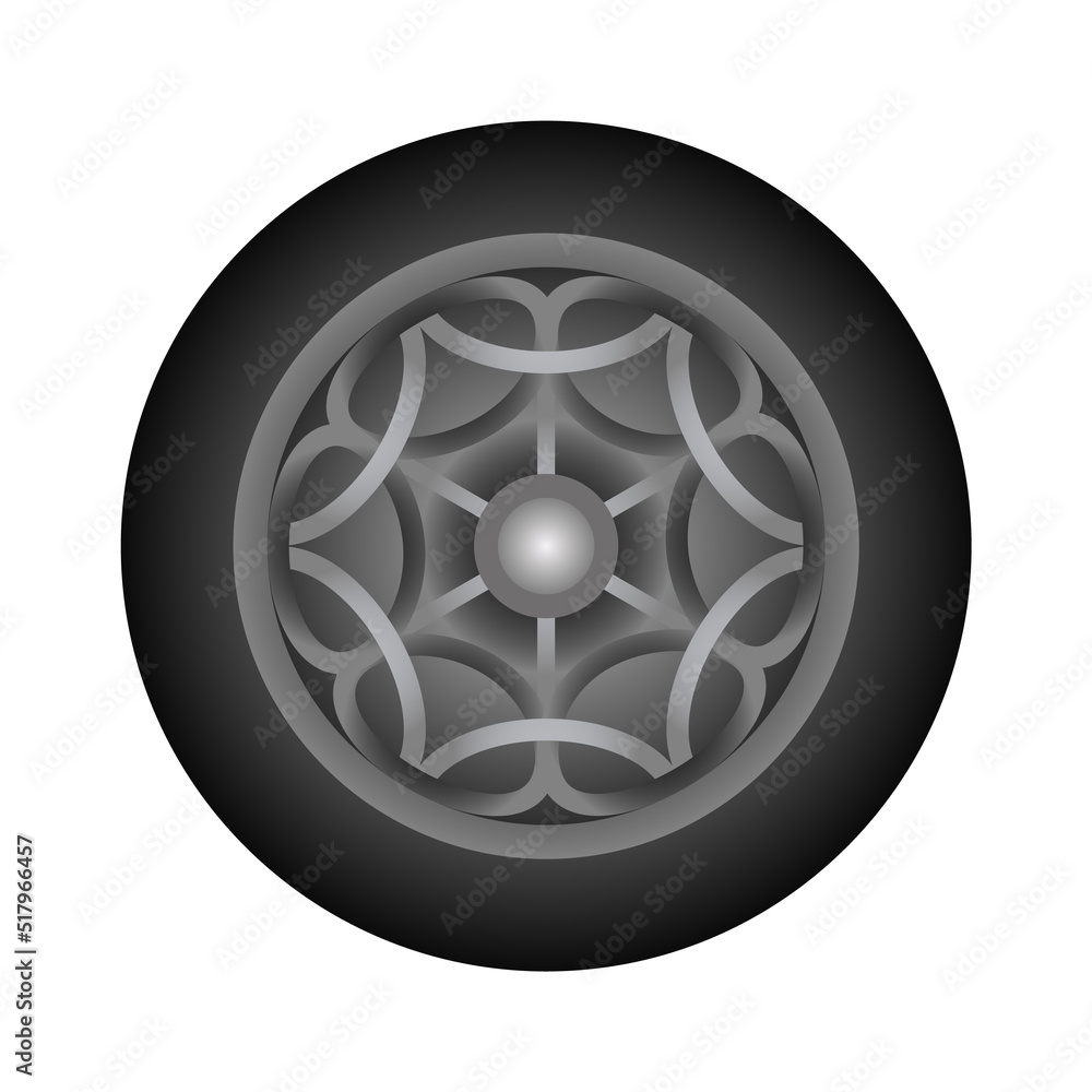 Set of car wheels. Automotive tires. Wheel disk icon isolated on white background. Automobile rims design Set of car wheels. Automotive tires. Wheel disk icon isolated on white background. Automobile rims design