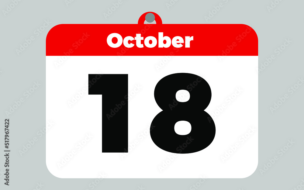 October, 18. White and red calendar. October, 18. White and red calendar.