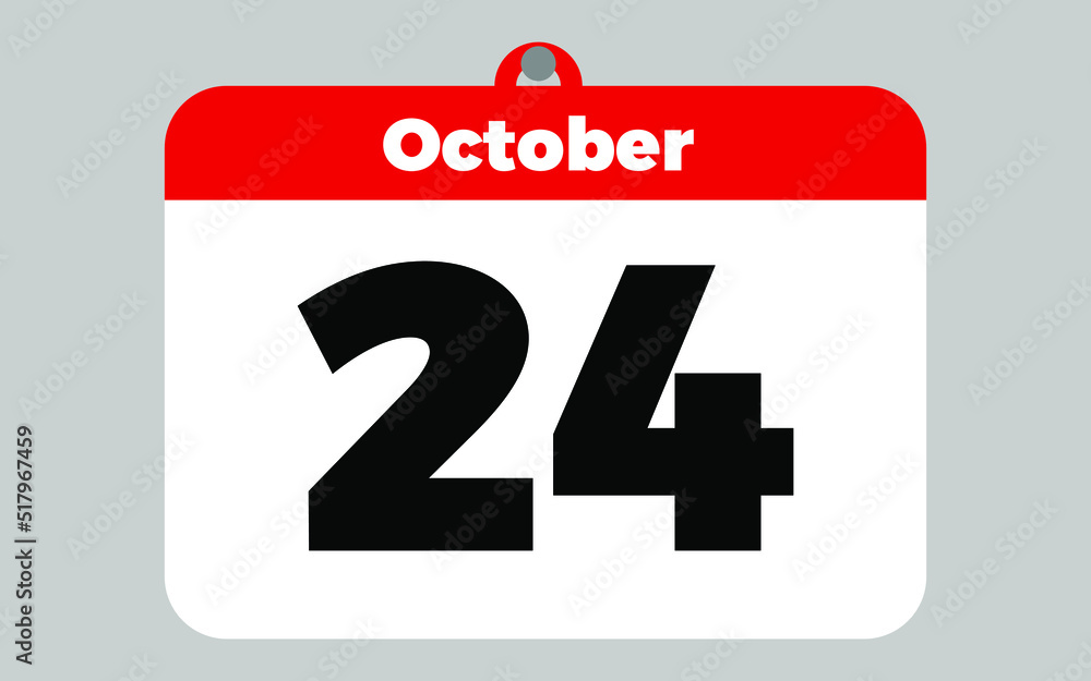 October, 24. White and red calendar. October, 24. White and red calendar.