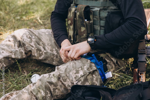 providing first aid for a leg injury