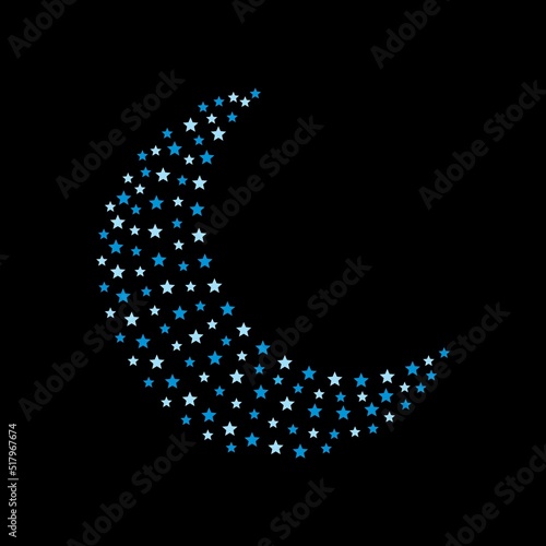 Stars In Moon Shape Vector
