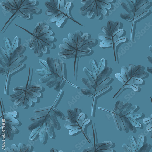 watercolor autumn branches with leaves seasonal seamless pattern