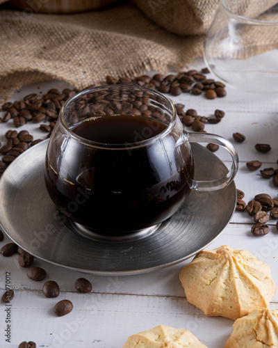 black coffee and coconut cookies1 photo