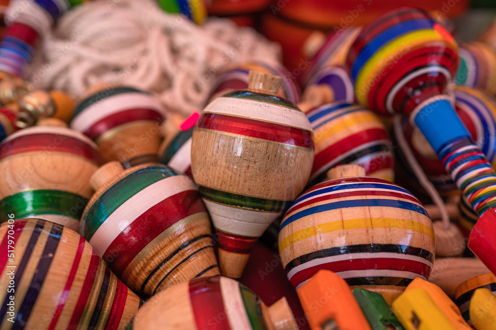 traditional colorful mexican toys in a market