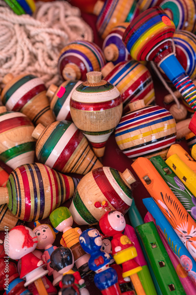 traditional colorful mexican toys in a market