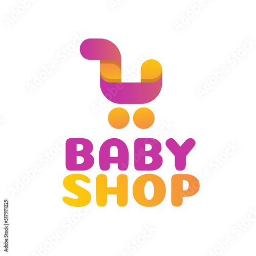 Baby shop logotype cute color style for kids market, child clothes store. Vector 10 eps