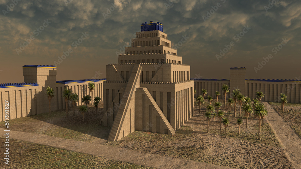 Babylonian temple of Etemenanki Stock Illustration | Adobe Stock