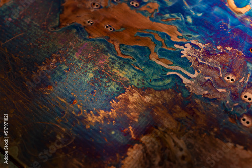 Schilderij op canvas oxidized copper, abstract artistic background
