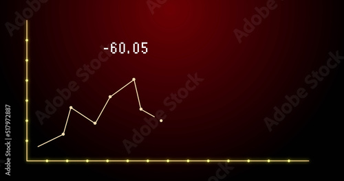 Image of financial graph over red background