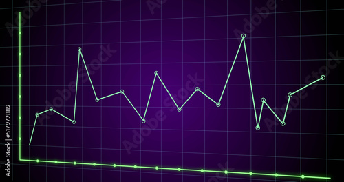 Image of financial graph over violet background