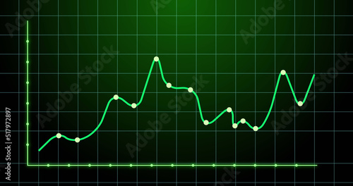 Image of financial graph over green background