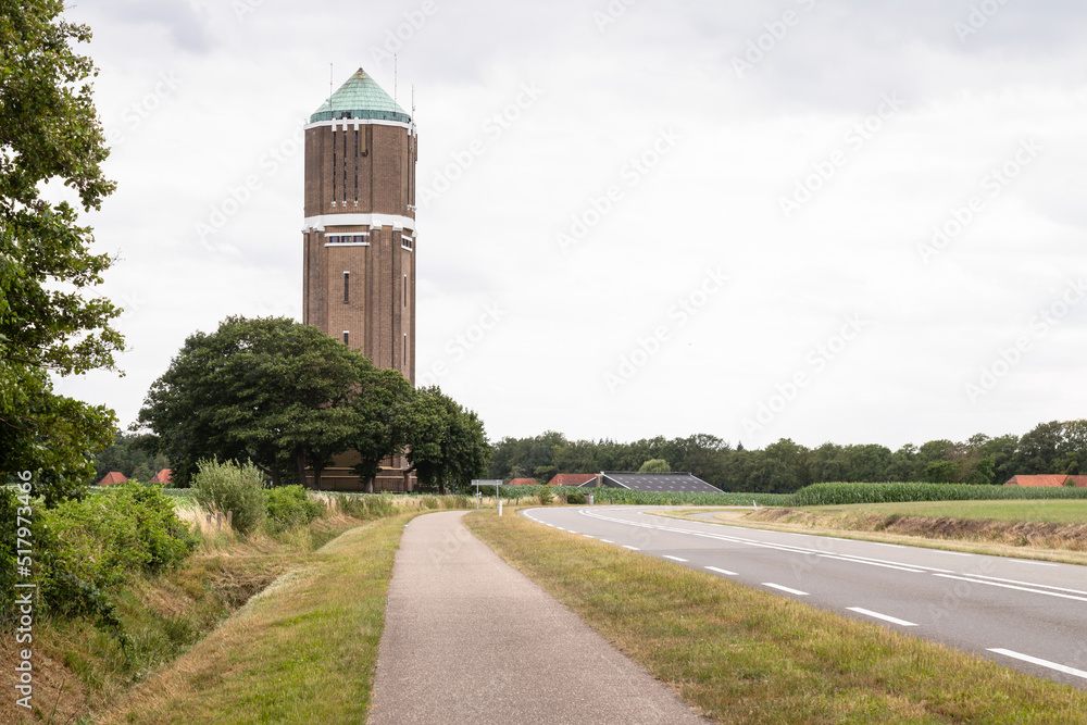 Water tower near the village of Eibergen. The water tower was designed by architect J.H.J. Kording, was built in 1935 and has a height of 46 meters.