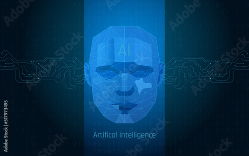  AI ,artificial intelligence. facial recognition. Biometric scanning, 3D scanning. Face ID. scan technology. Polygon vector wireframe vector. 
