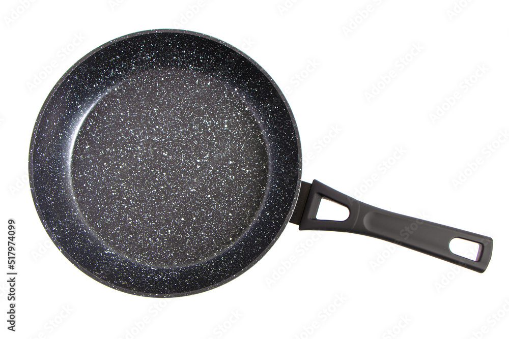 frying pan with teflon coating, isolate on white. Ceramic Marble Coated
